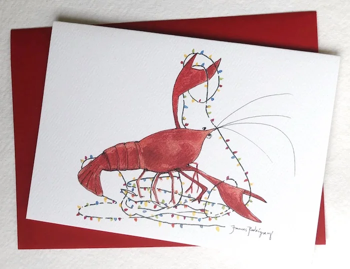 Watercolored Crawfish in Tangles