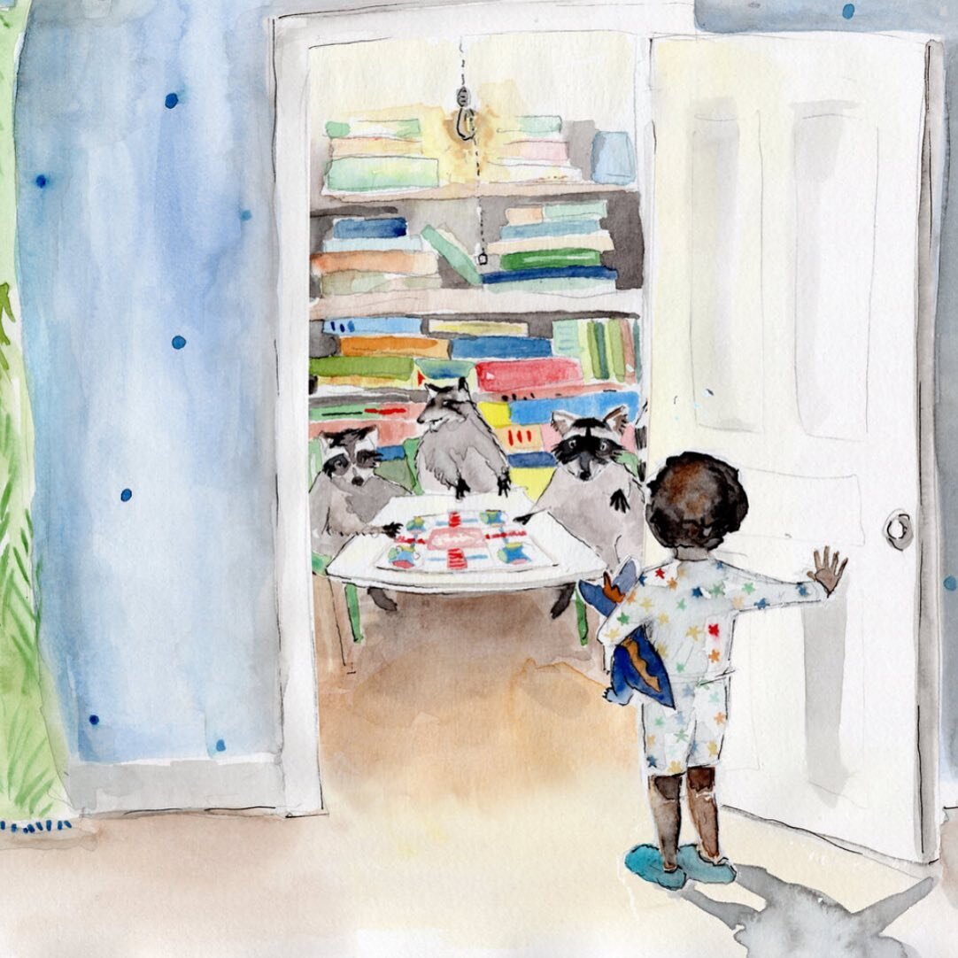 Unexpected house guests who have a deep affinity for Parcheesi. Totally normal, right? .
.
.
.
.
#illustration #scbwiillustrators #raccoons #swamplife #kidlit #neworleans #watercolor