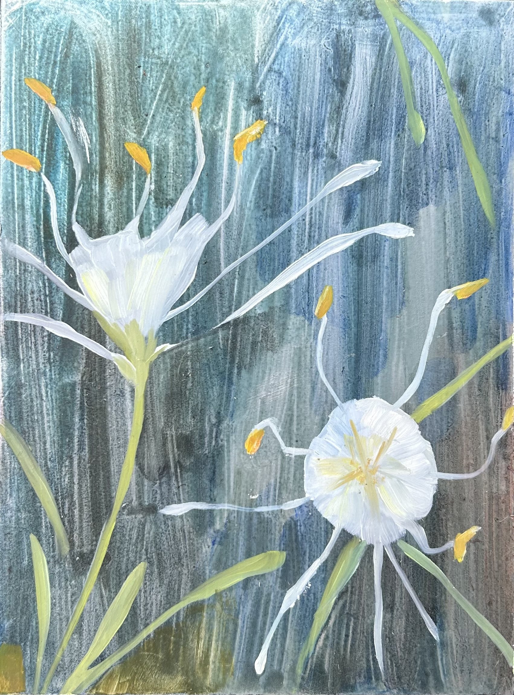 My heart; Swamp Iris Oils on Aluminum Panel 7” x 5”