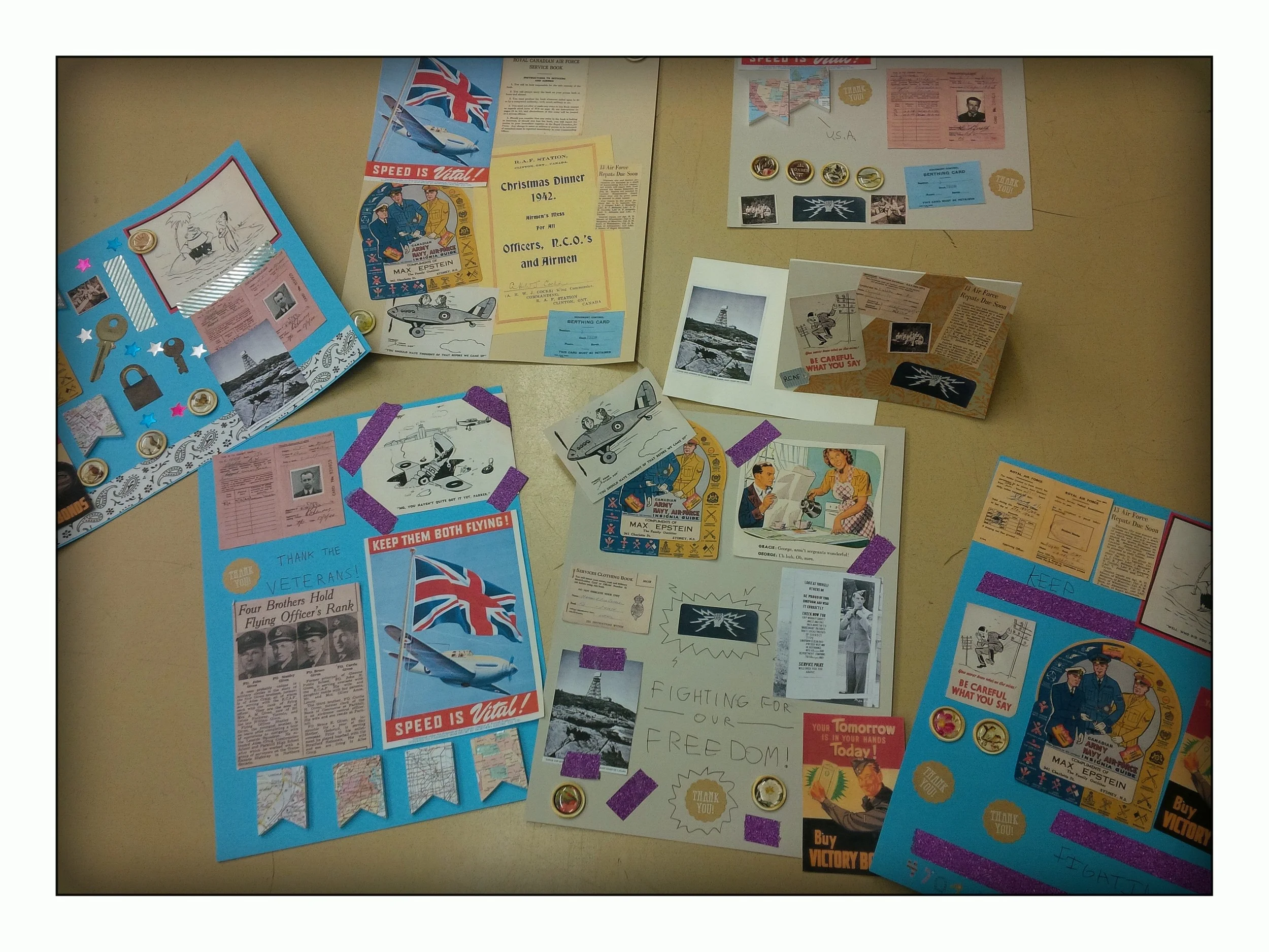Examples of scrapbooking/collage done by both children and adults at our events.