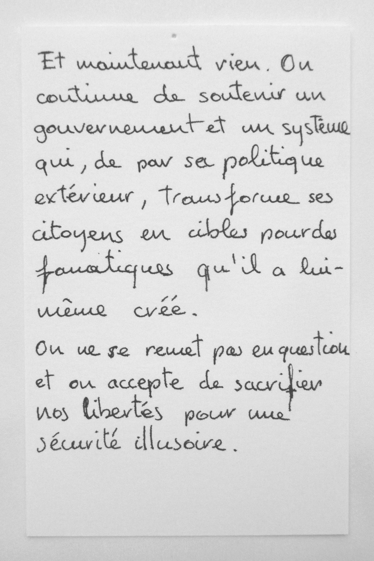  réponse donnée par un visiteur à la question "Et maintenant?"  novembre 2015 - MacParis 