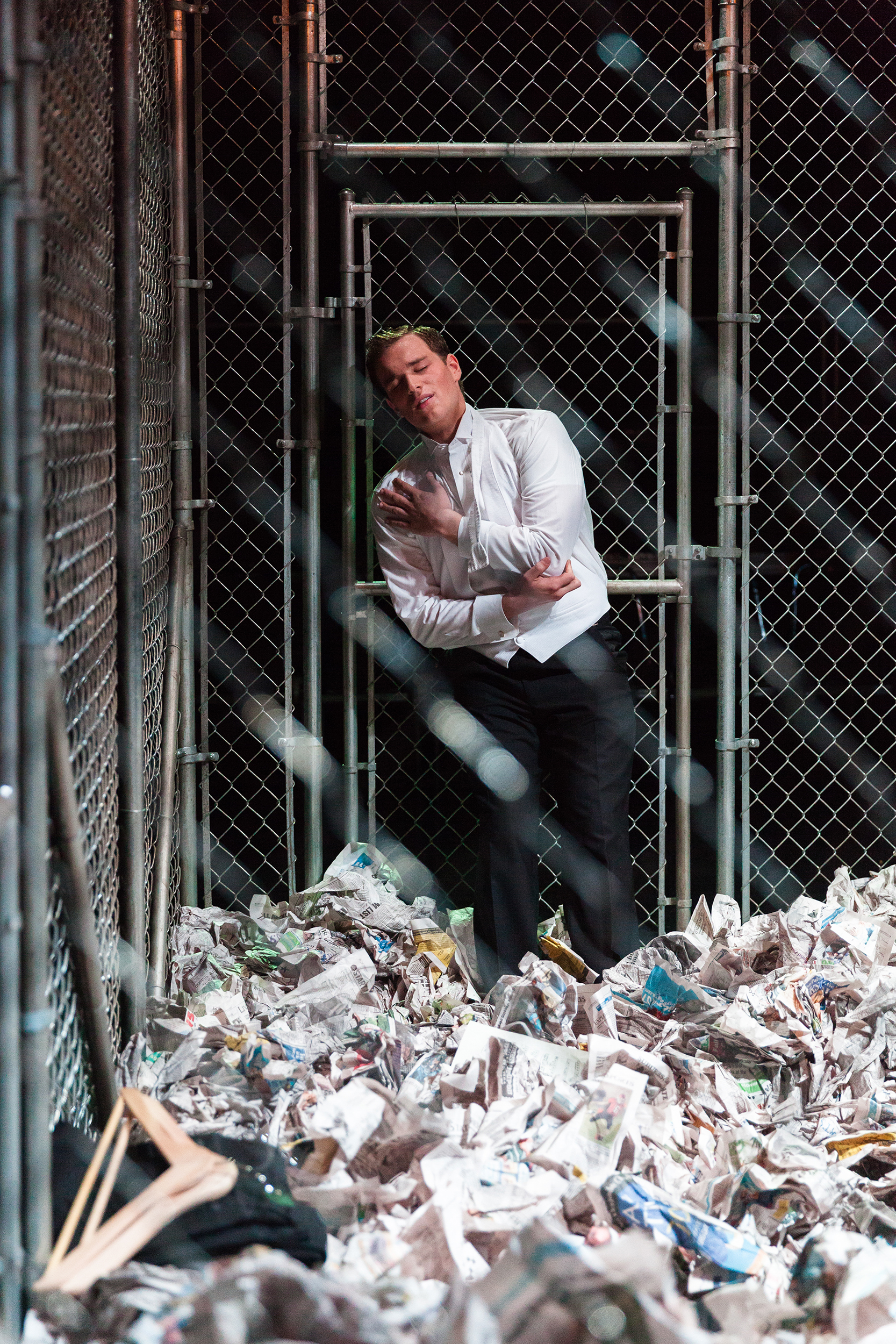  Baritone Sean Michael Plumb in Chas Rader-Shieber's production of Viktor Ullman’s  Der Kaiser von Atlantis . Curtis Opera Theatre, 2013. 