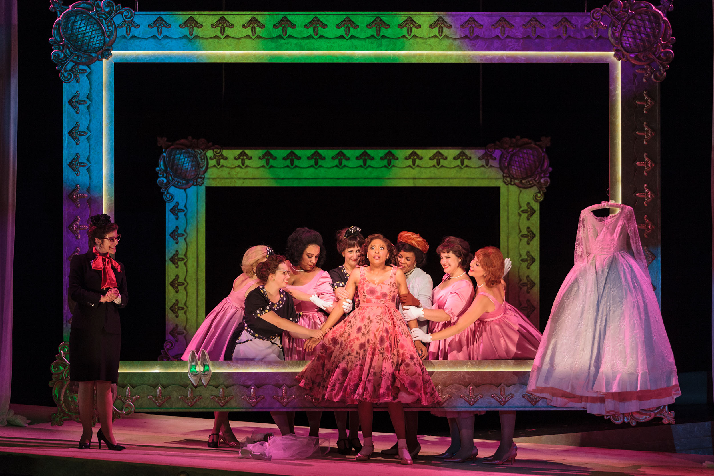  Jacqueline Echols as Giulietta with members of the ensemble in The Glimmerglass Festival's 2013 production of Verdi's  King for a Day . 