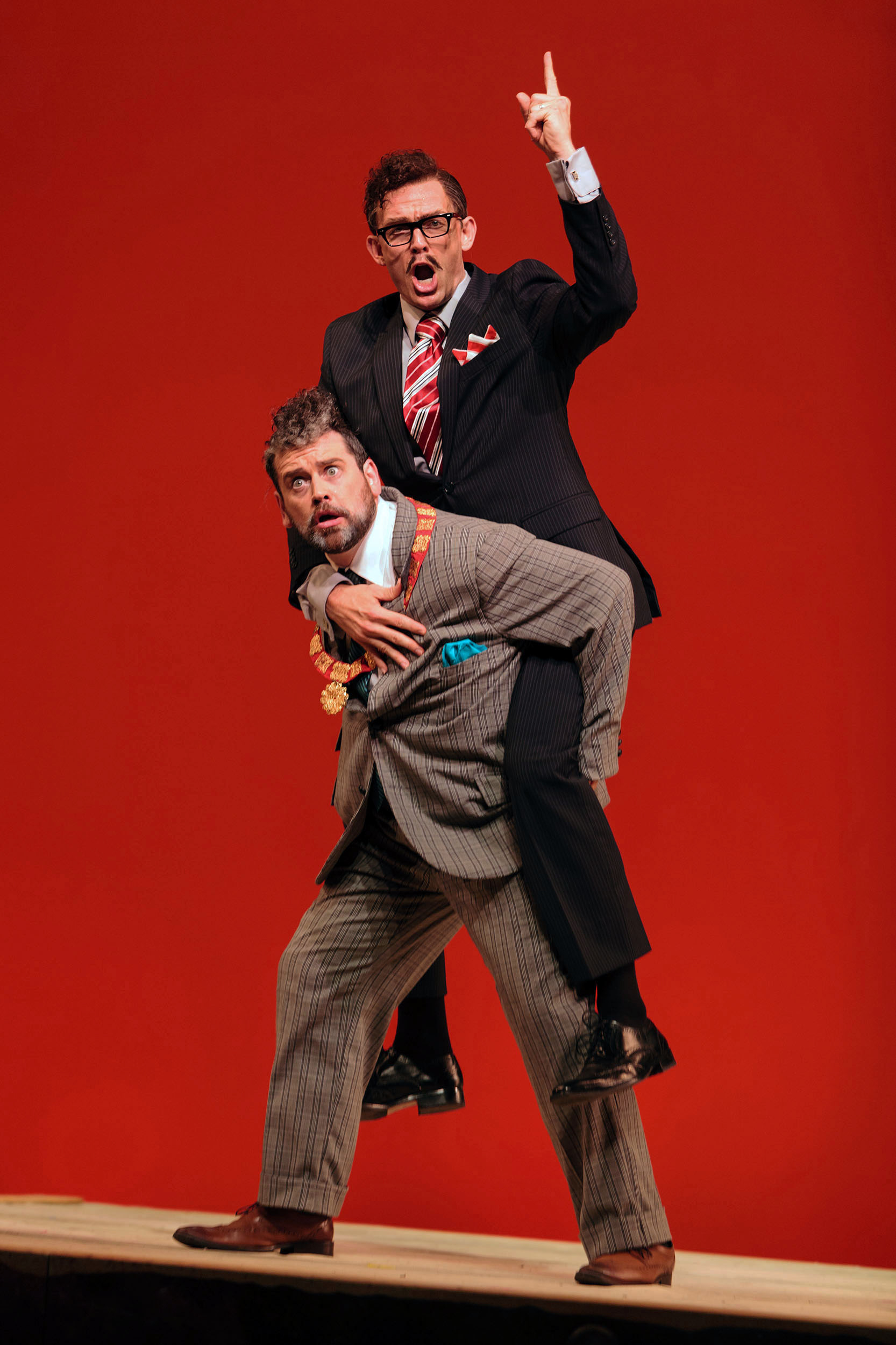  Andrew Wilkowske as La Rocca and Jason Hardy as Baron Kelbar in The Glimmerglass Festival's 2013 production of Verdi's  King for a Day . 