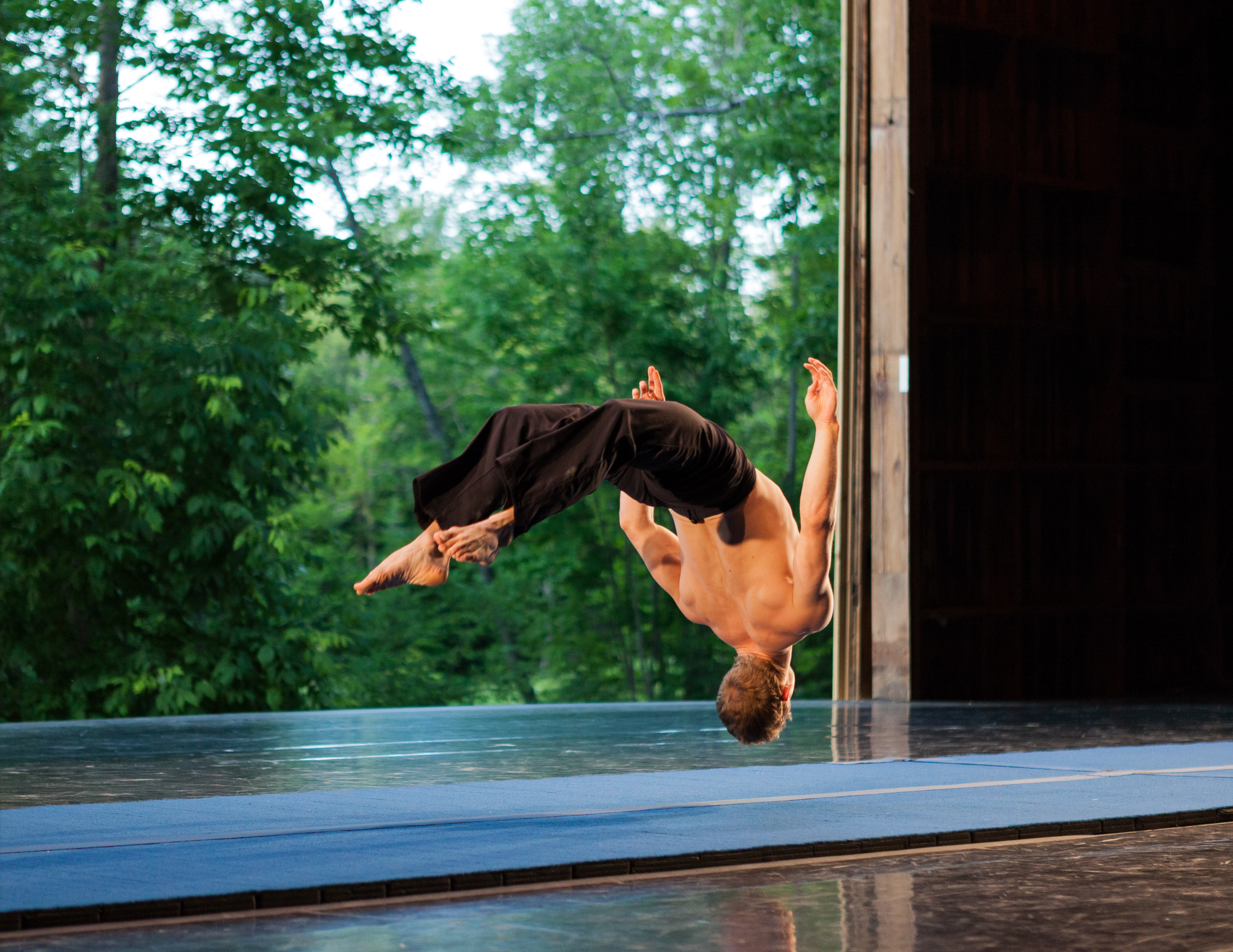  Lewis West of Circa Contemporary Circus performs in the Ted Shawn Theatre during the Jacob’s Pillow Dance 80th Anniversary gala. 