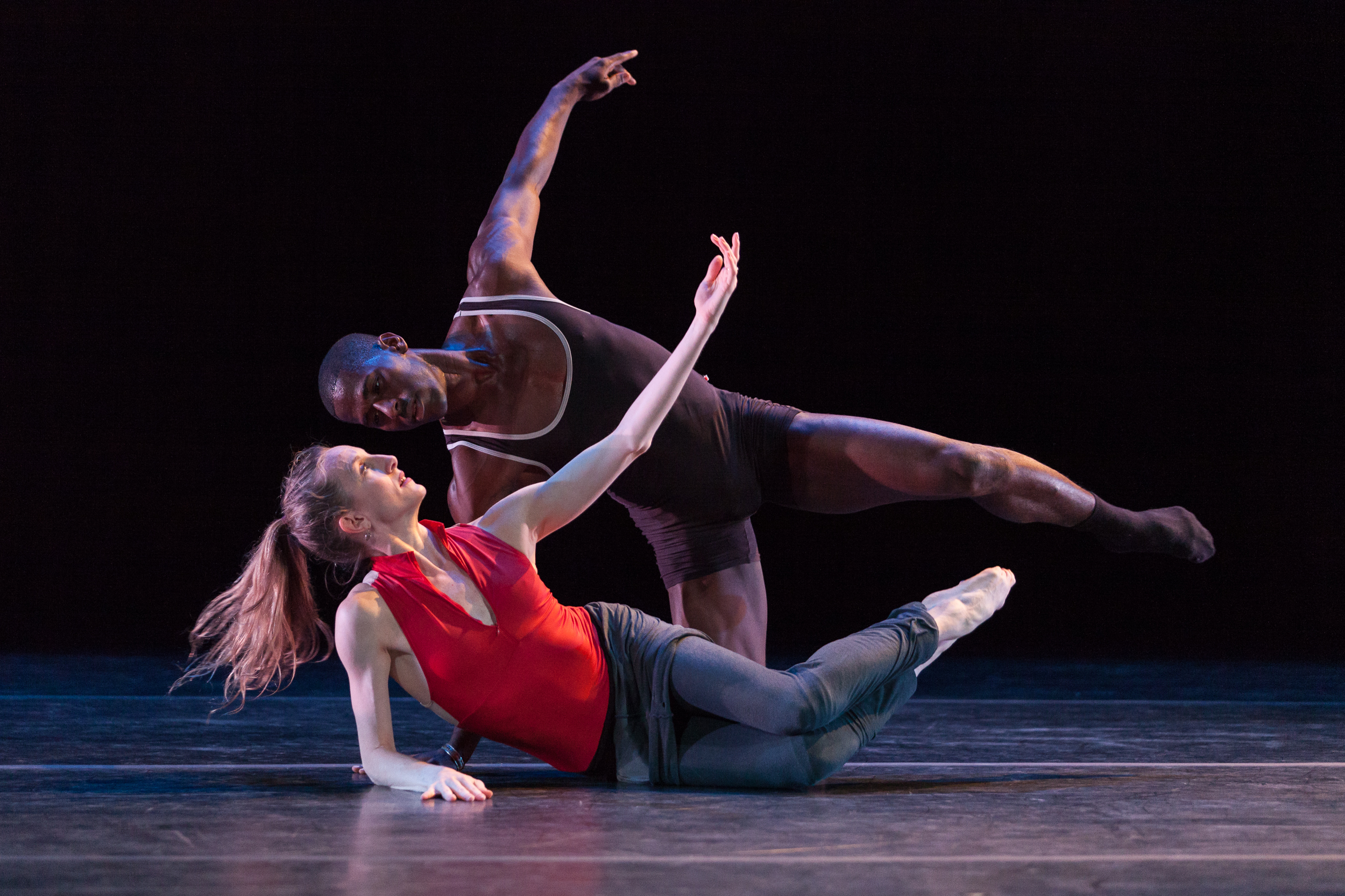  Dancers Lloyd Knight and Wendy Whelan during an on stage rehearsal for the Jacob’s Pillow Dance Festival annual gala.  