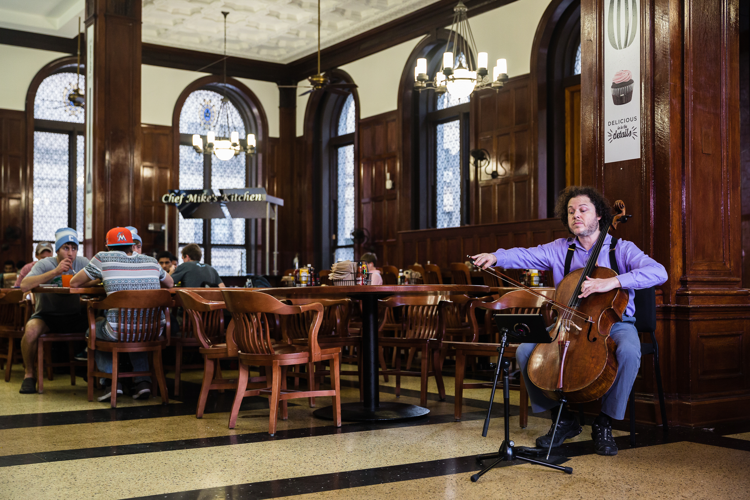  Cellist  Matt Haimovitz  plays the Bach cello suites in a campus performance presented by the Miller Theatre at Columbia University. 