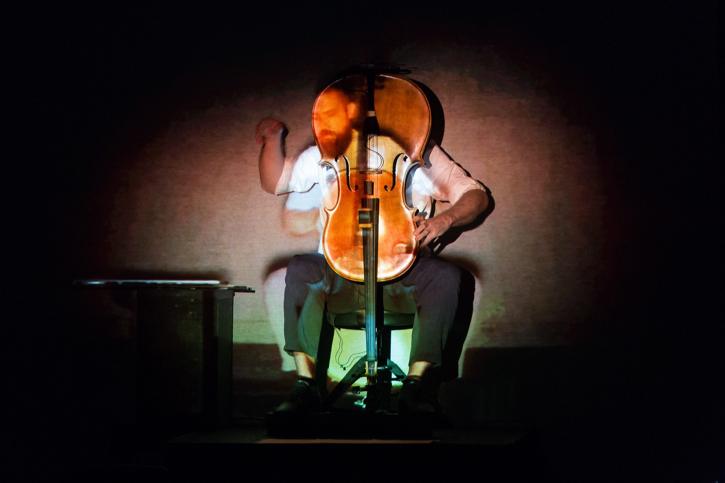  Cellist Kevin McFarland in “Run Time Error” performed by  JACK Quartet . Presented by the Miller Theatre at Columbia University. 