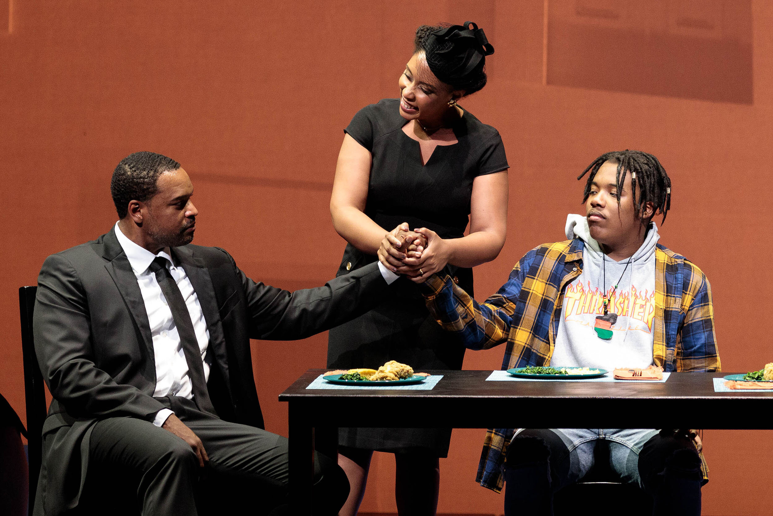 (From left) Kenneth Kellogg as The Father, Briana Hunter as The Mother and Aaron Crouch as The Son in The Glimmerglass Festival's 2019 world premiere of Jeanine Tesori and Tazewell Thompson's  Blue .  