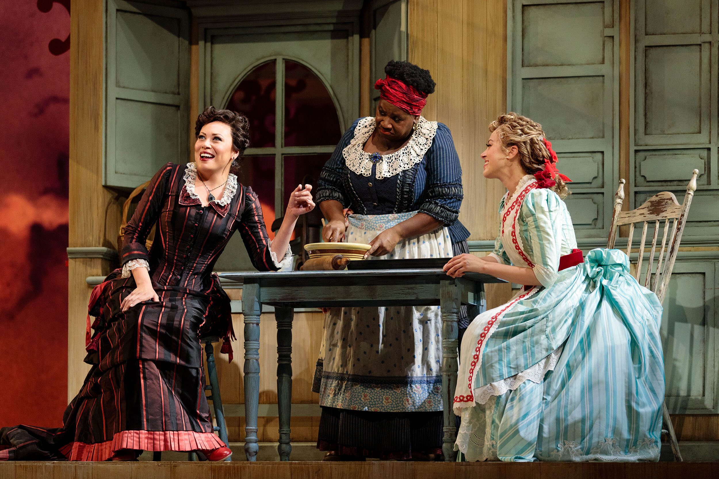  (From left) Alyson Cambridge as Julie La Verne, Judith Skinner as Queenie and Lauren Snouffer as Magnolia Hawks in The Glimmerglass Festival’s 2019 production of  Show Boat . 