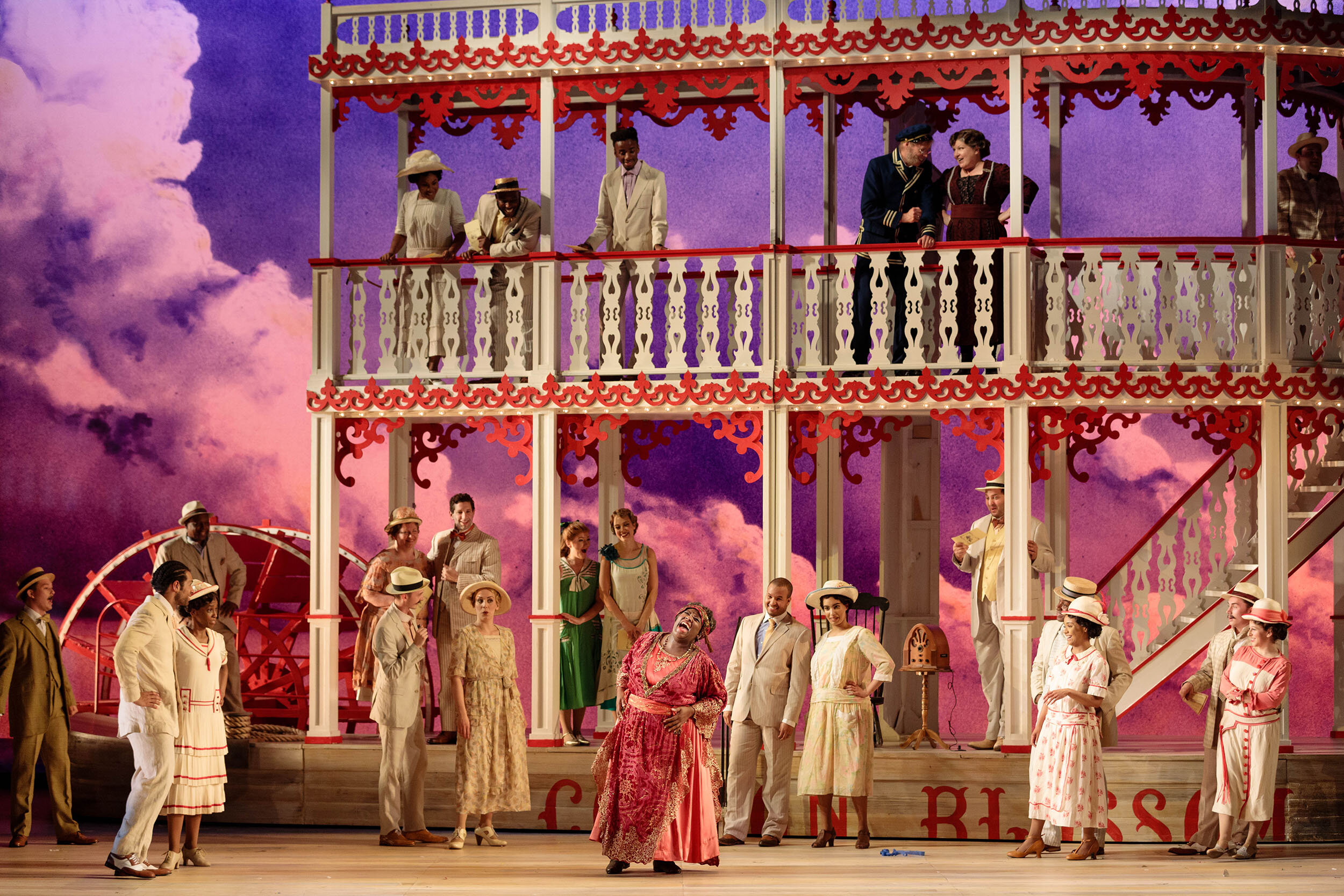  Judith Skinner as Queenie and members of the ensemble in The Glimmerglass Festival’s 2019 production of  Show Boat . 