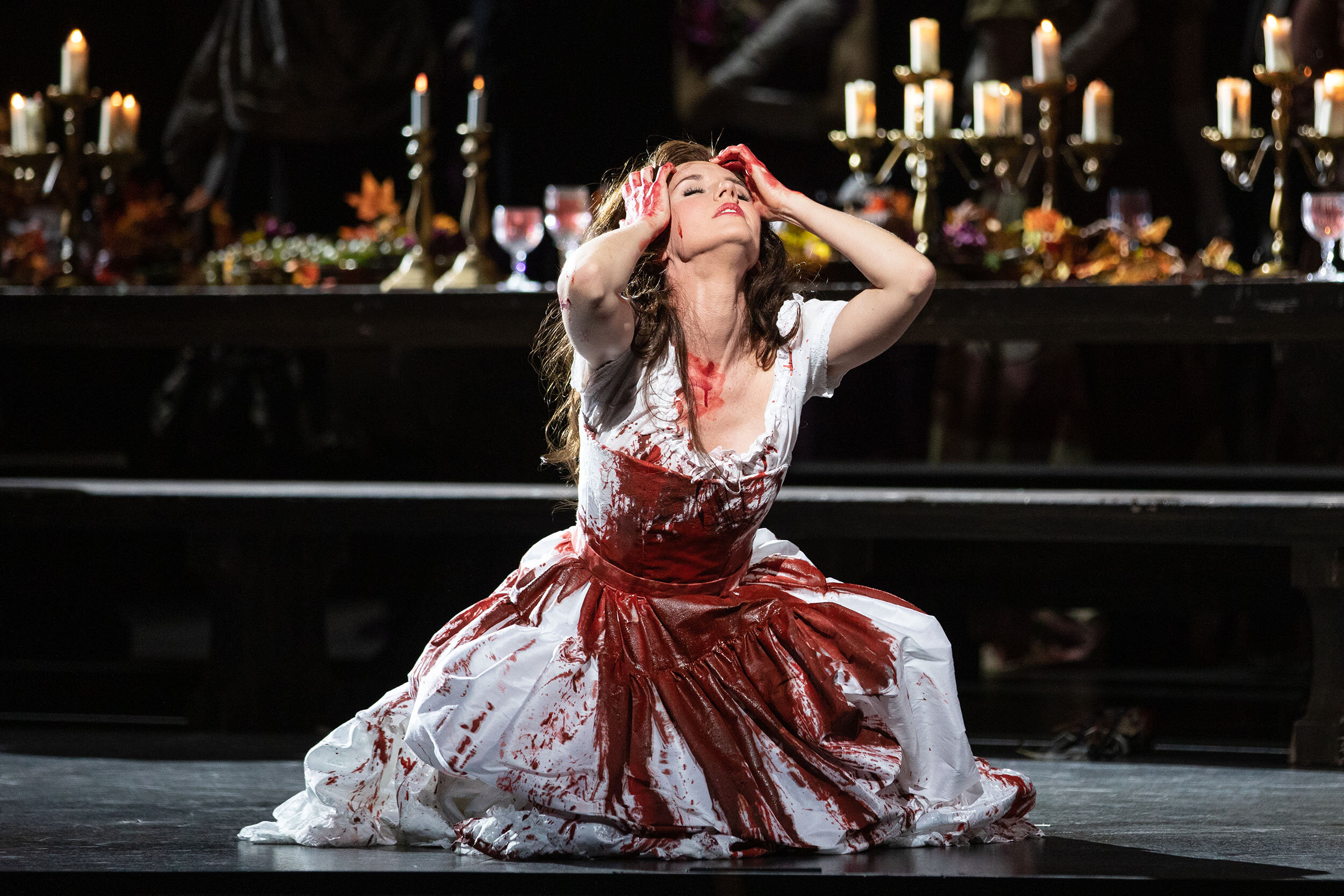  Soprano Sarah Coburn as Lucia in the 2020 Lyric Opera of Kansas City production of  Lucia di Lammermoor . 
