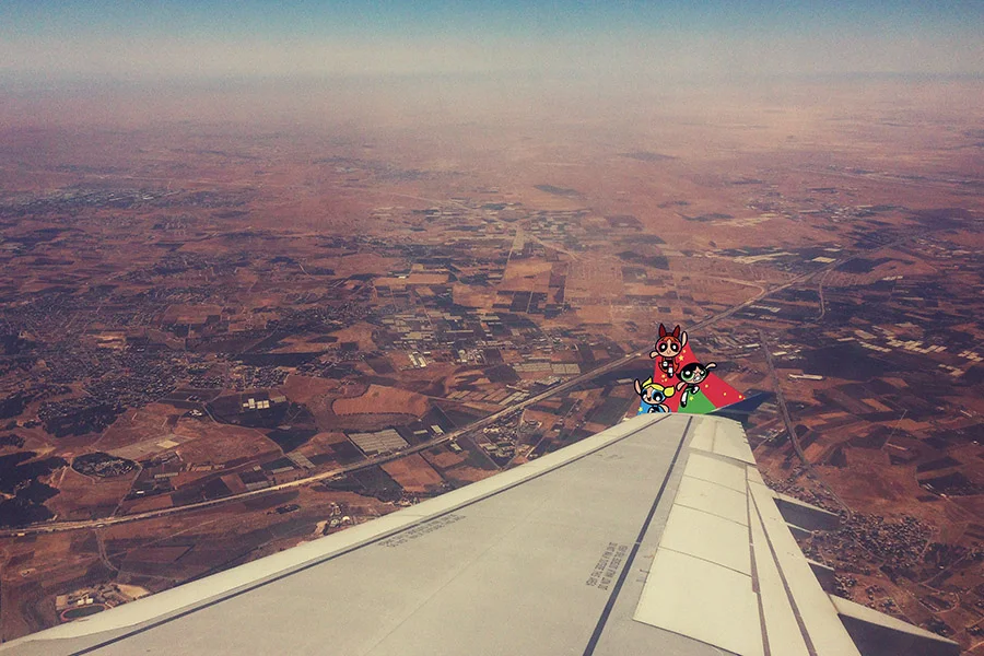 The Powerpuff girls flying over Amman