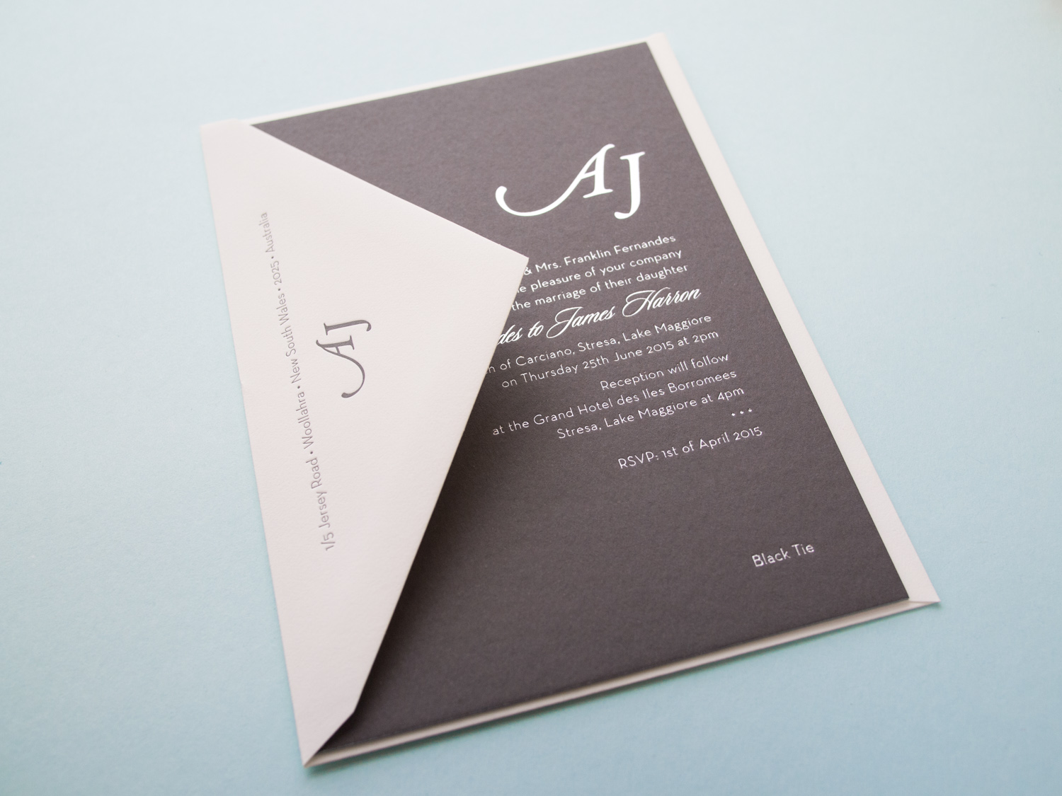 Monogram Foil Invitation With Envelope