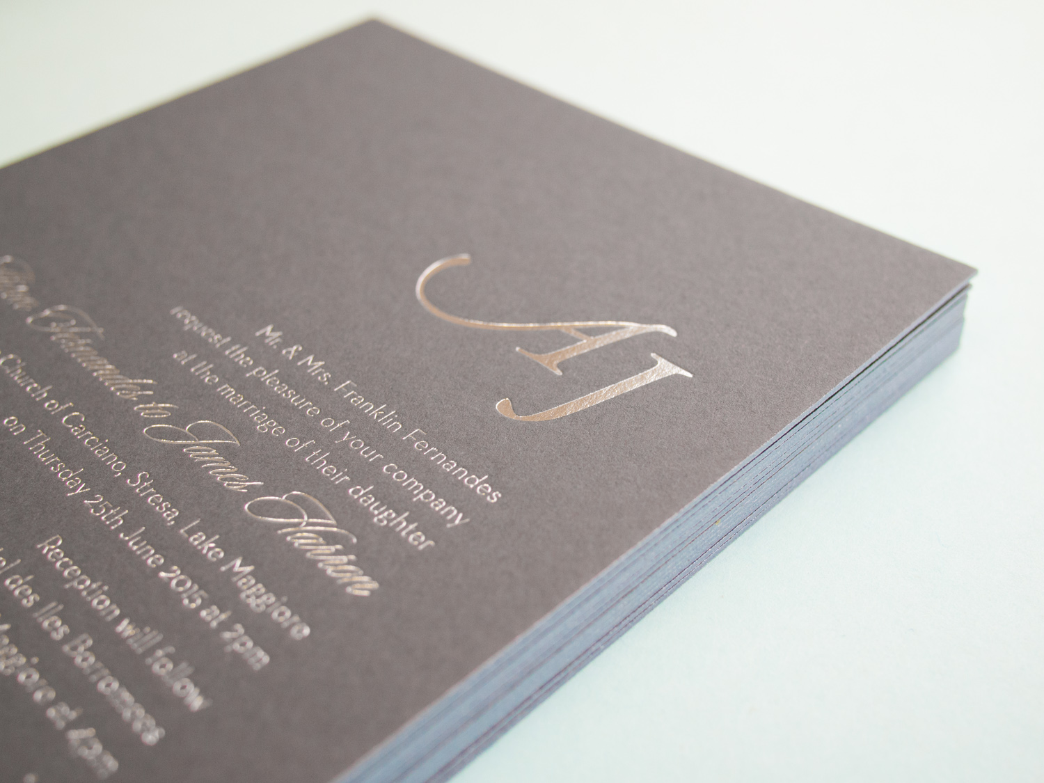 Silver Foil Invitation With Edge Paint
