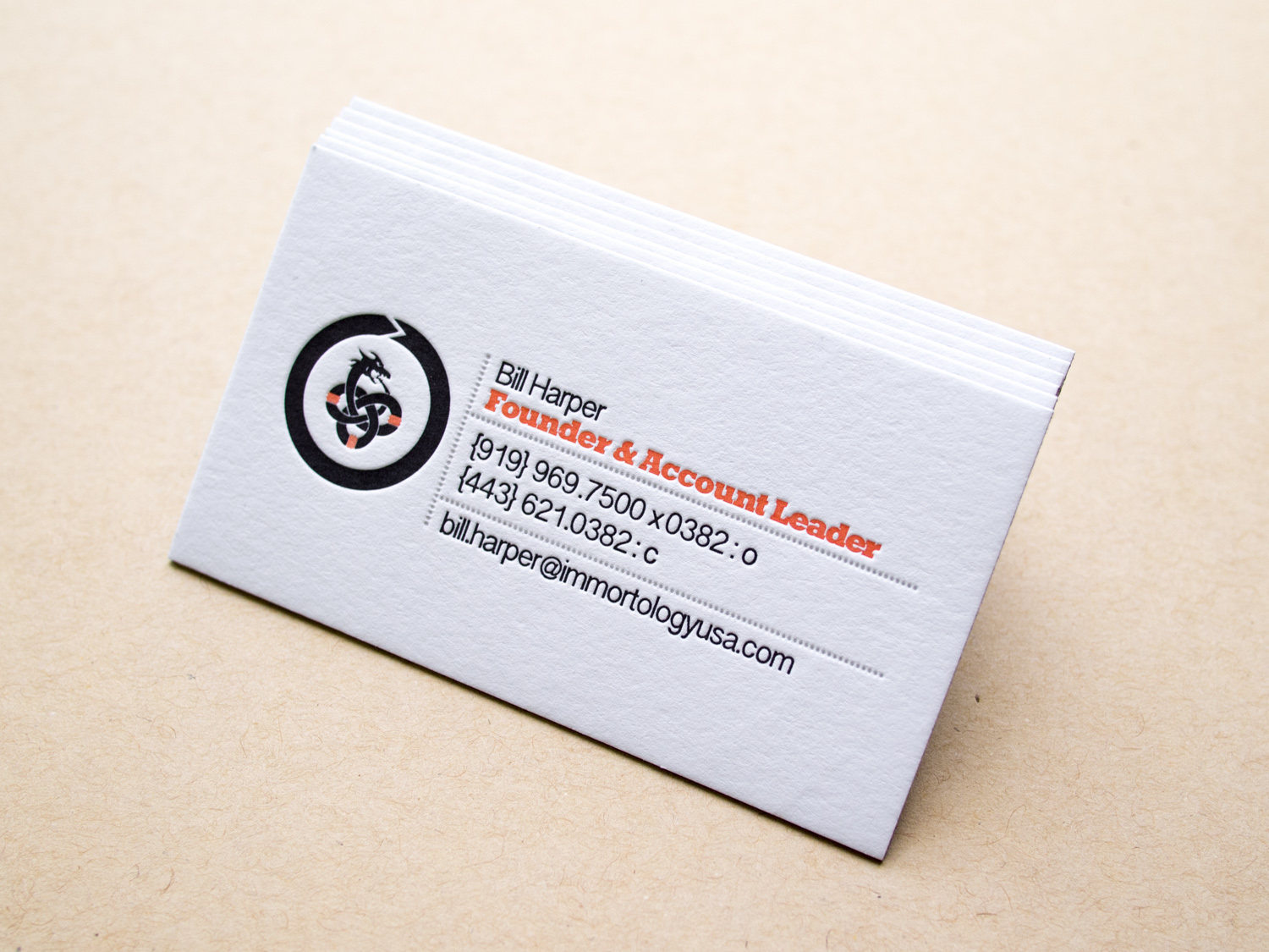 Immortology Letterpress Business Card