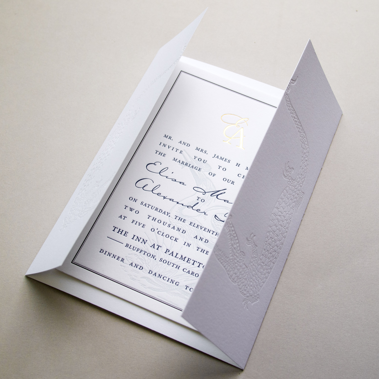 Letterpress + Foil Invitation With Gate Fold