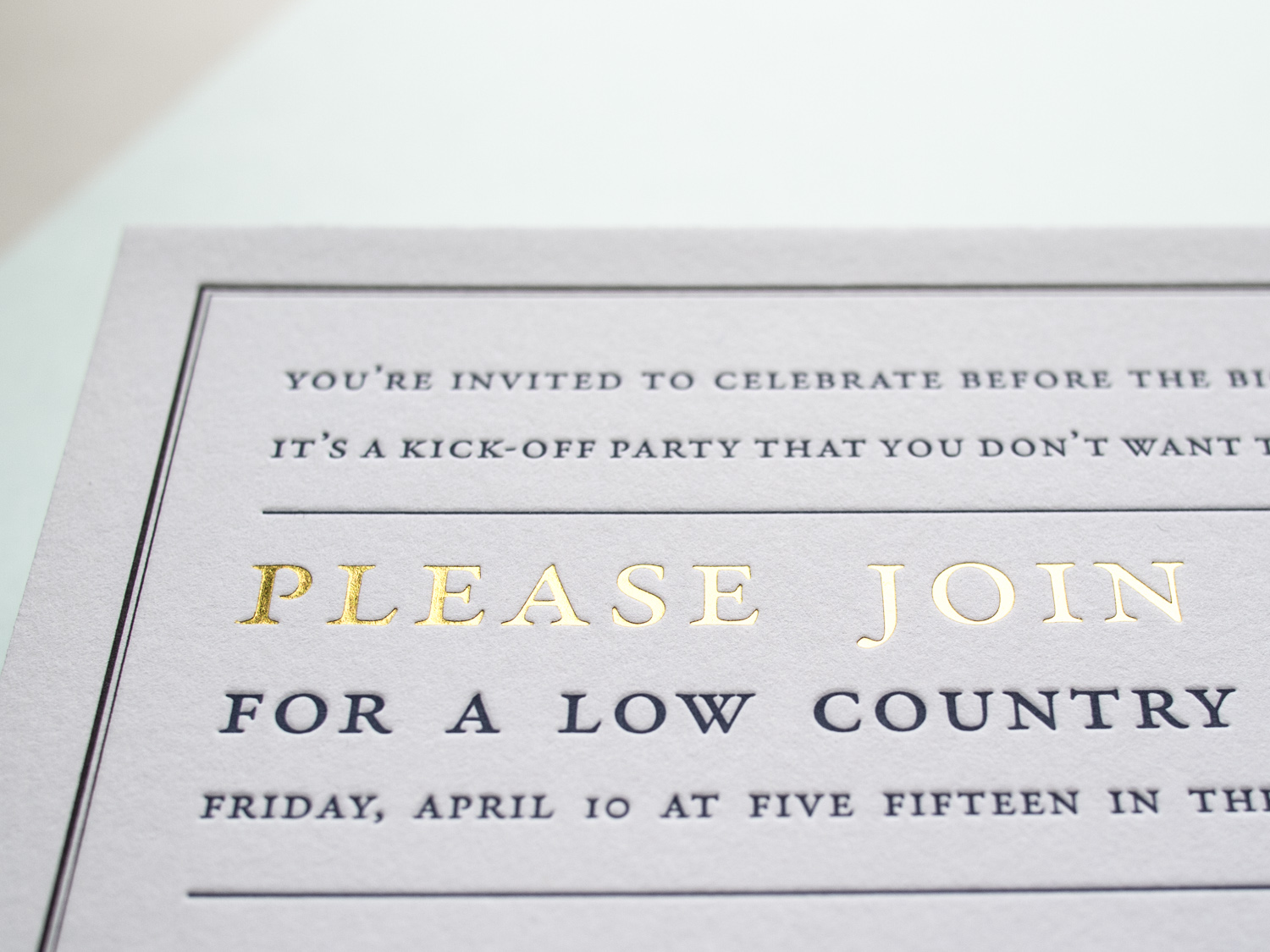 Letterpress + Foil Party Invitation