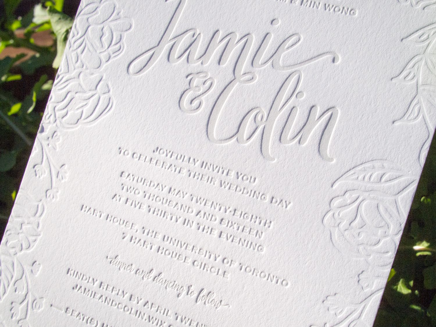 Blind Letterpress Invitation