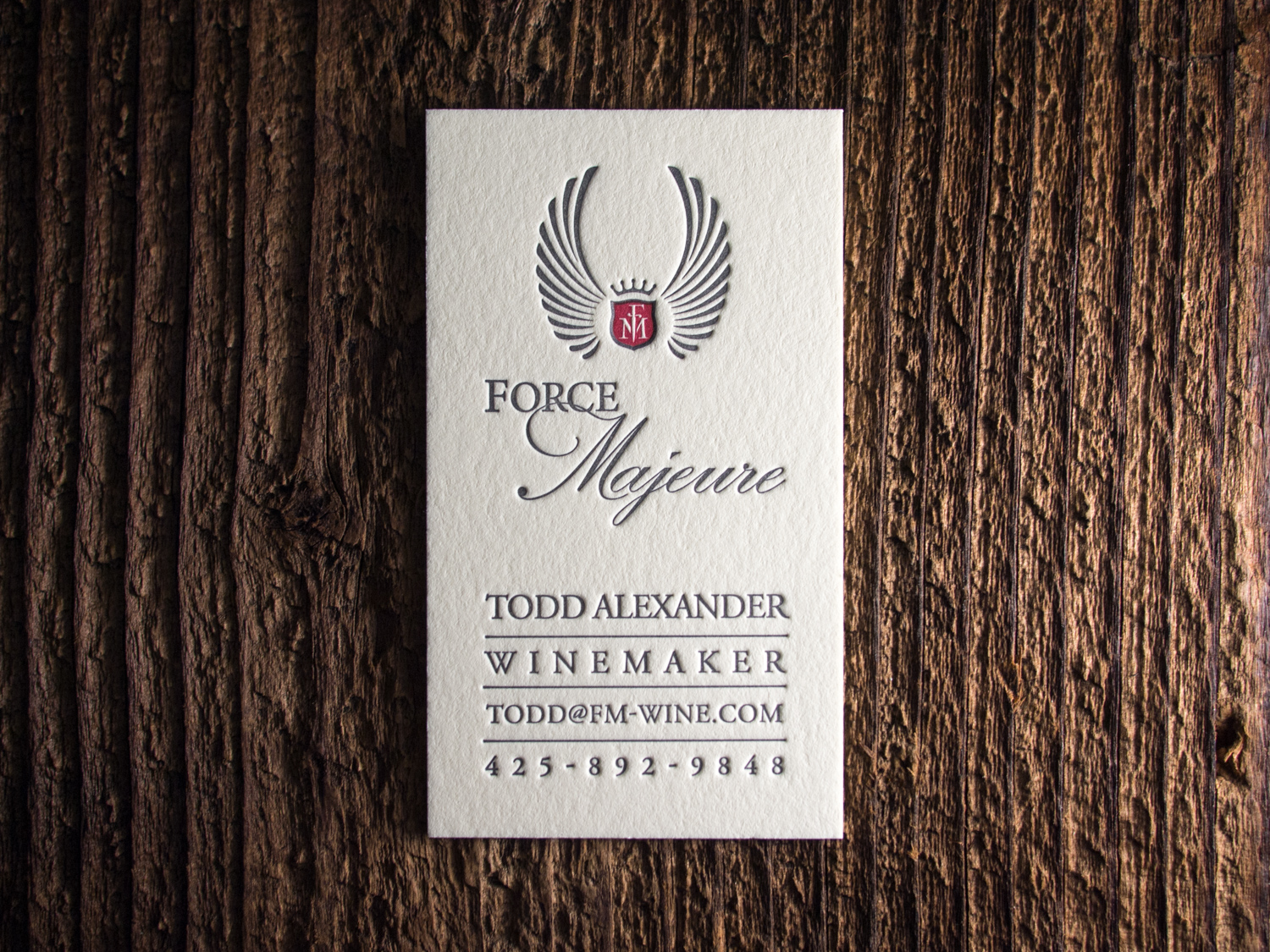 Letterpress Wine Business Card