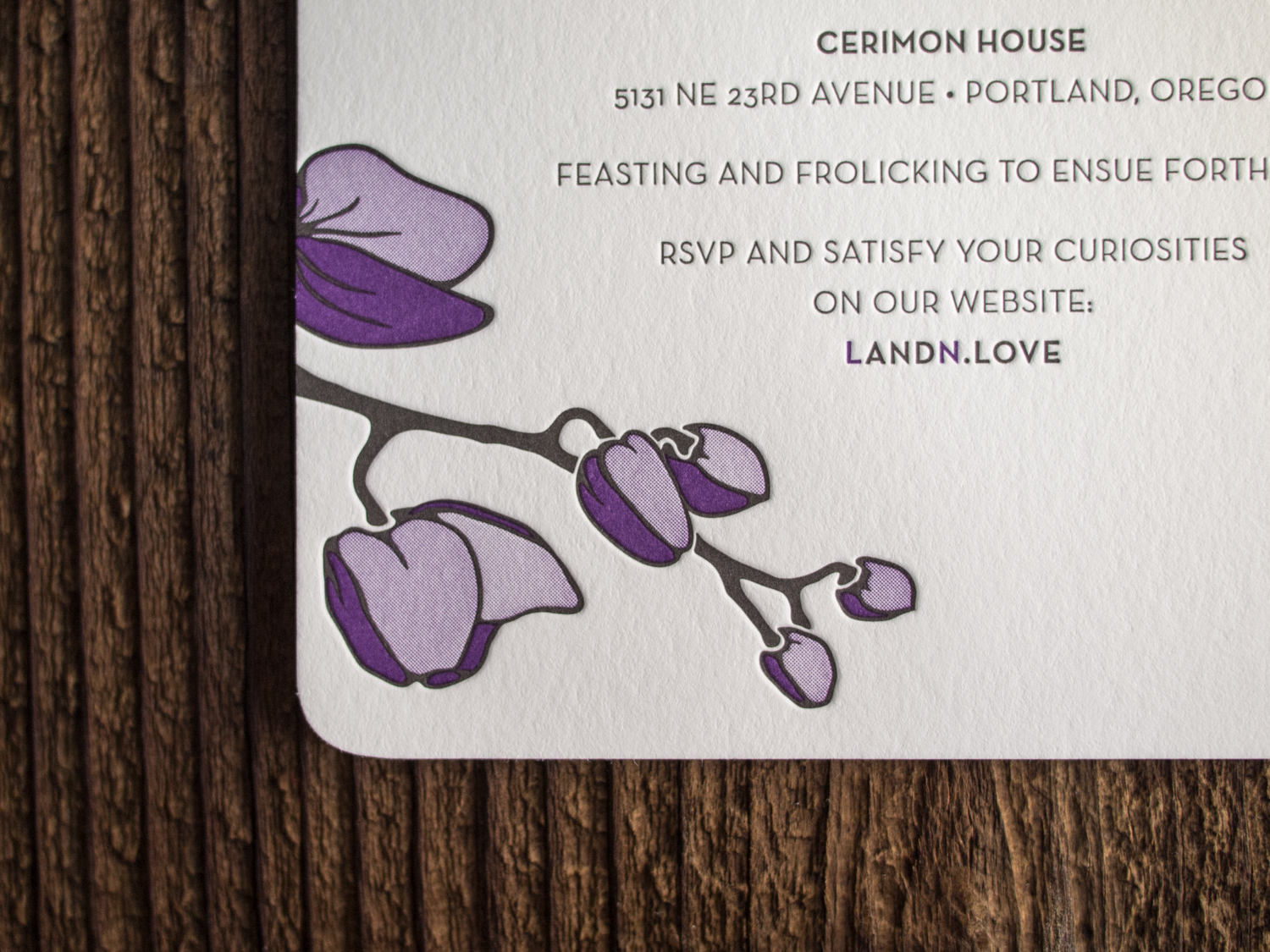 Purple Orchid Letterpress Invitation