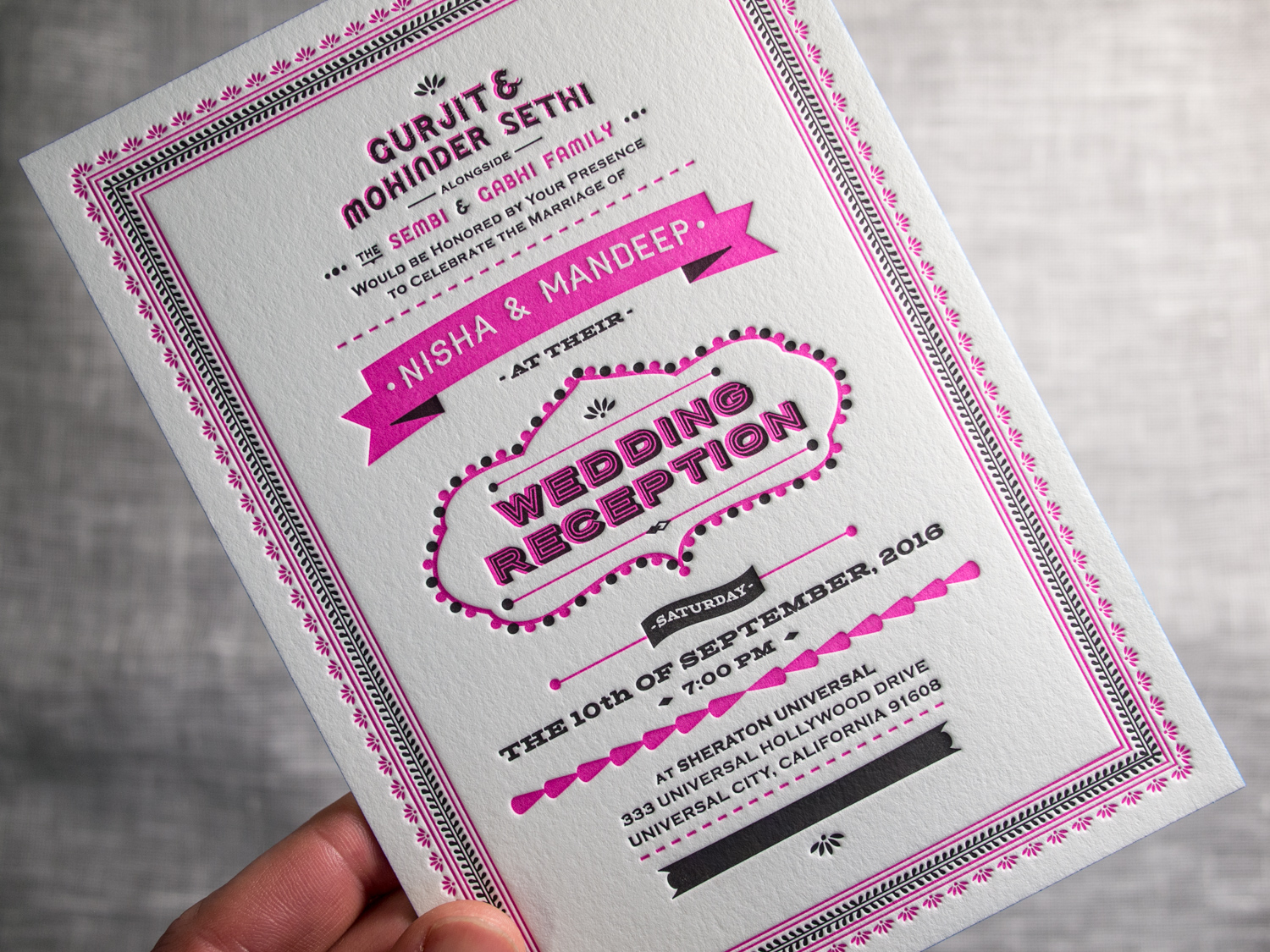 Neon Letterpress Invitation