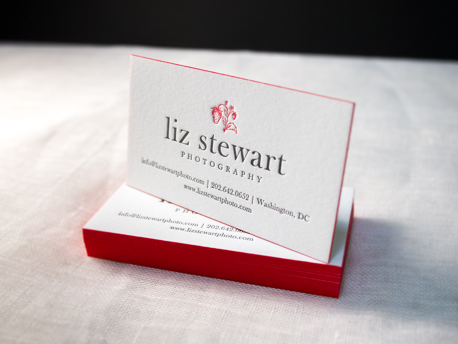 Letterpress Business Card With Red Edges