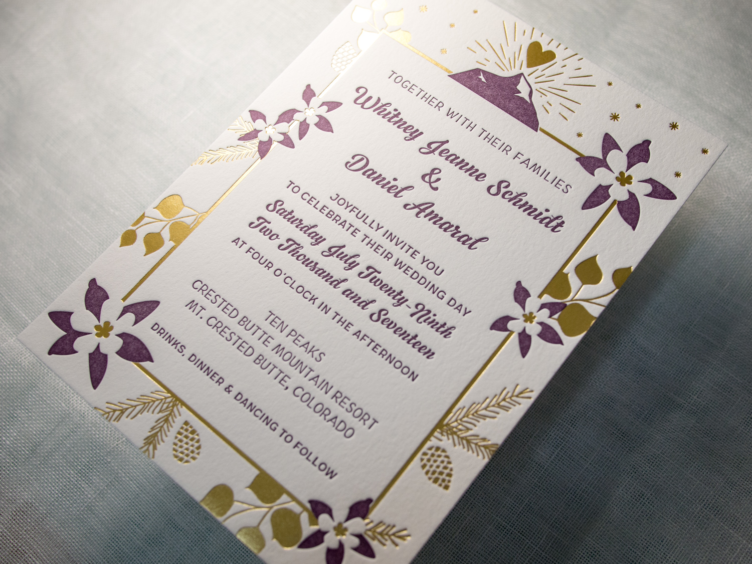 Mountain Letterpress Wedding Invitation