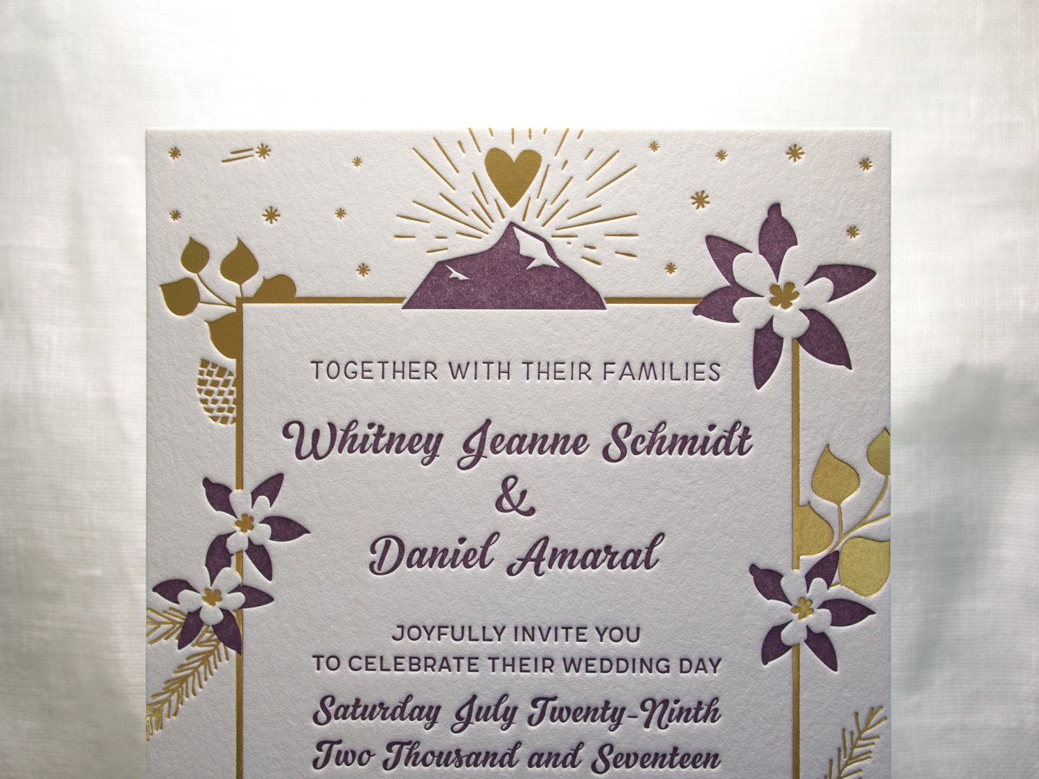 Gold Satin Foil Wedding Invitation