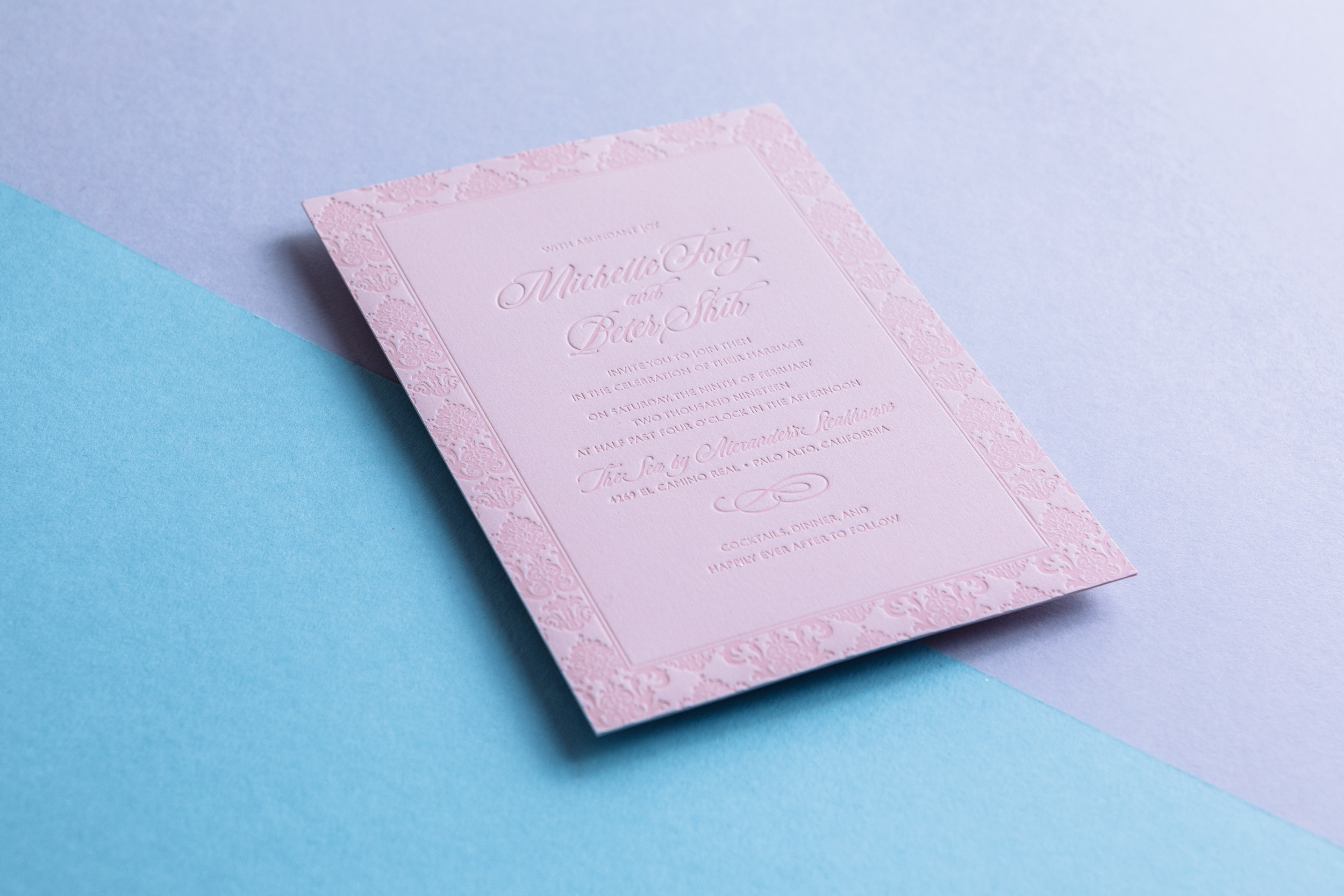 Pink Letterpress Invitation