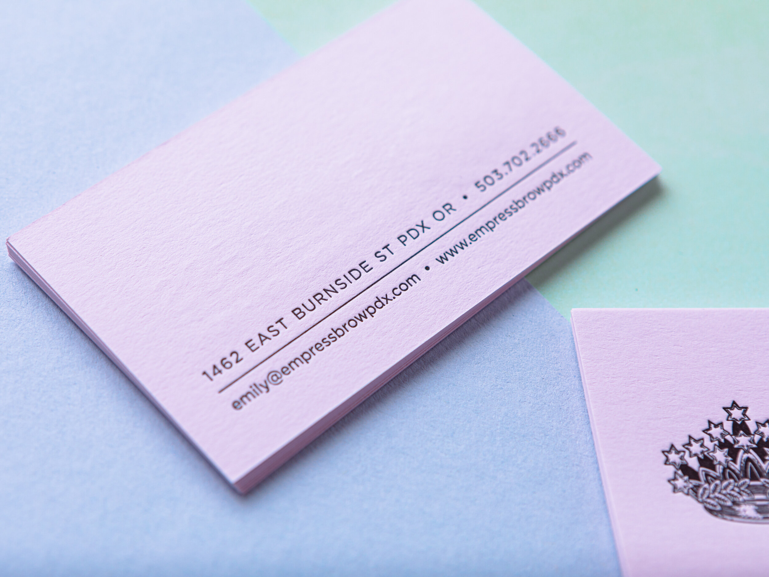 Pink Letterpress Business Cards