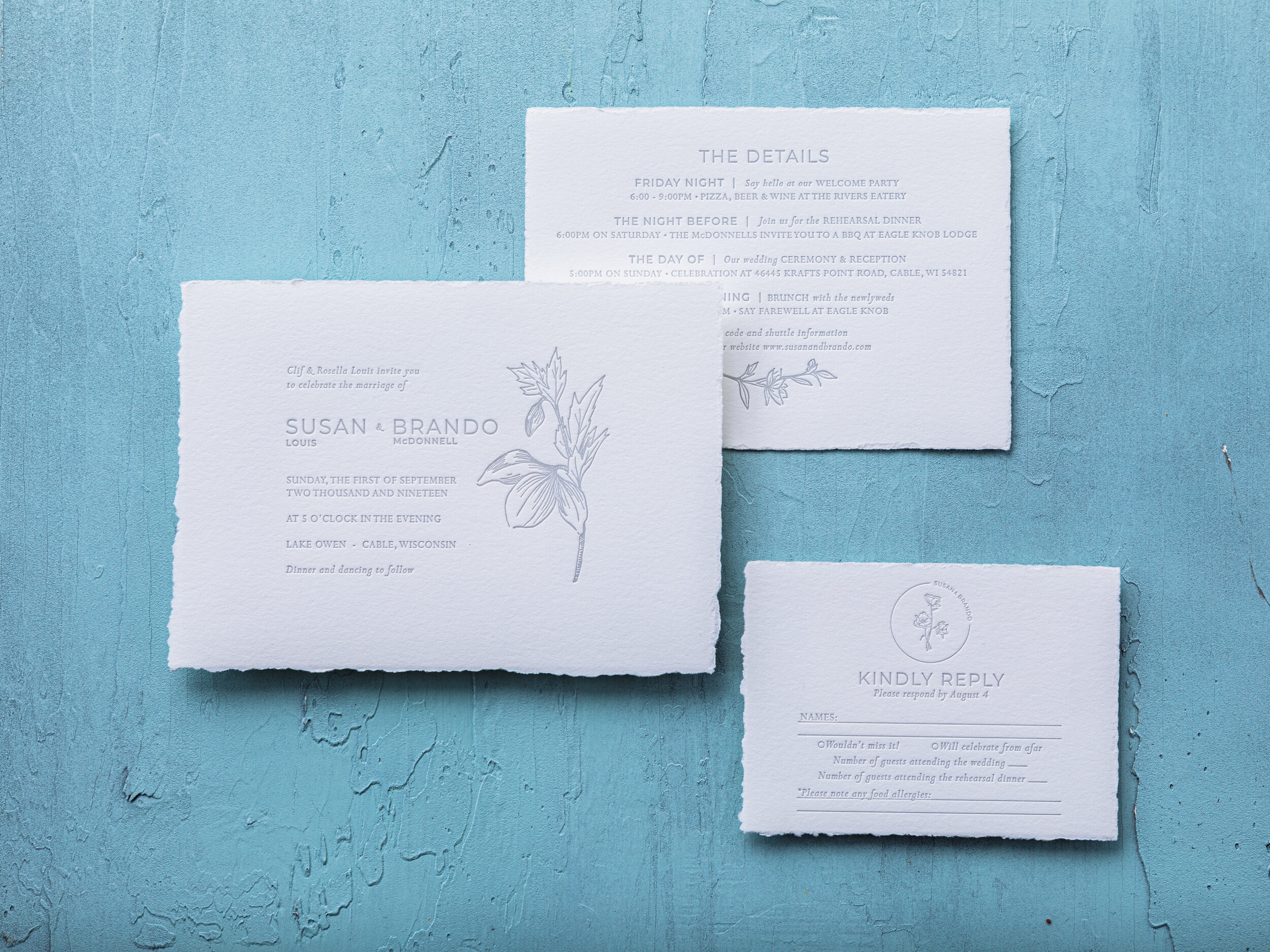 Rustic Letterpress Wedding Invitations