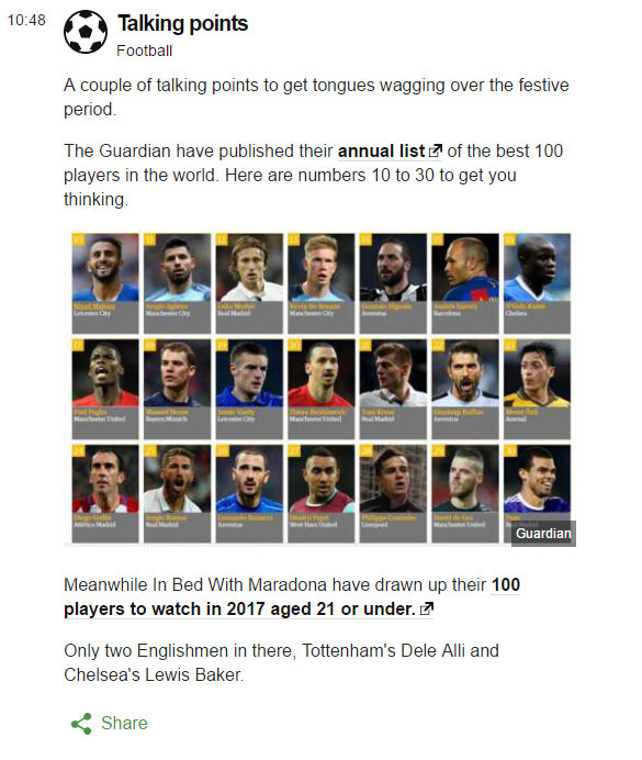 BBC Website, December 2016