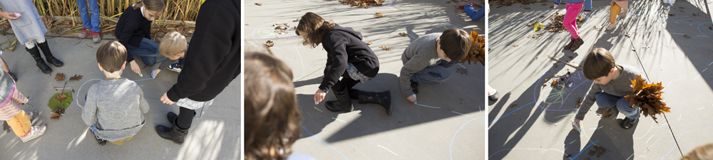 joining up everyone's creations with chalk to make our map