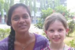 Satya at Maris Stella College with Asher Saunders