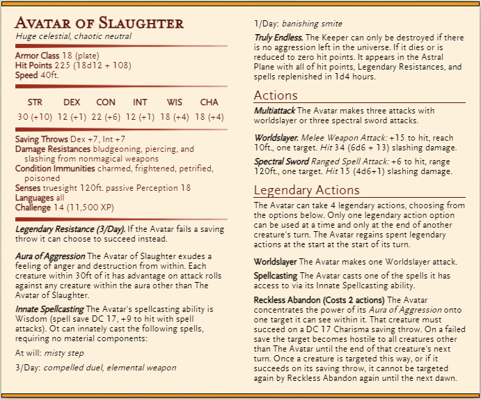The Avatar of Slaughter Comes to Conquer — Apotheosis Studios