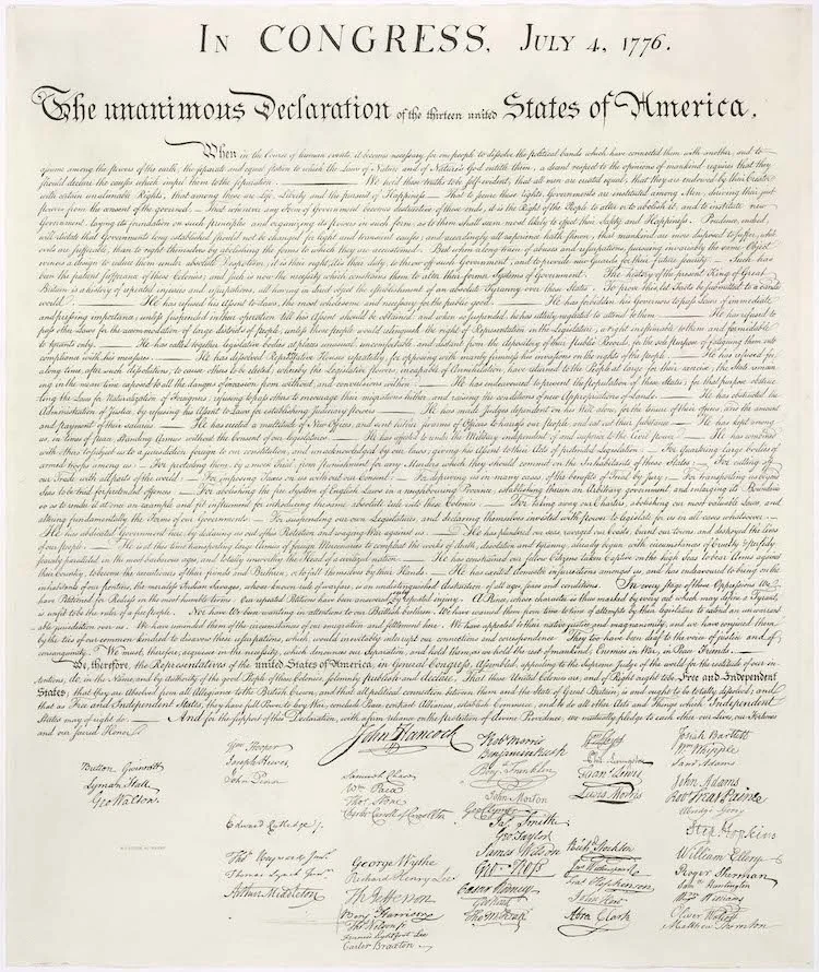 US Declaration of Independence, 1776