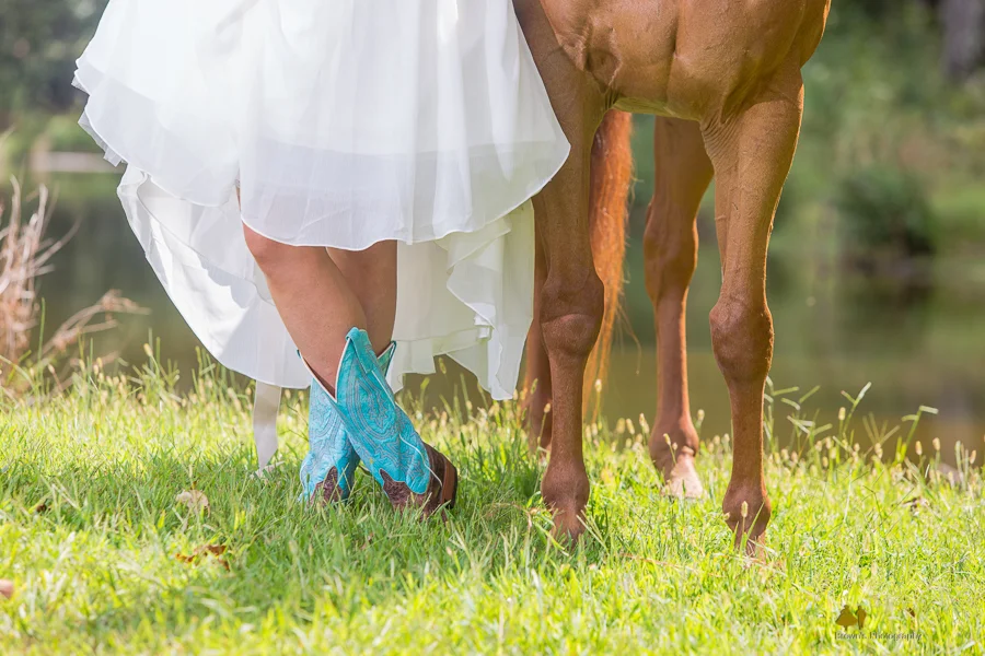 Hayley with her horses for bridal portraits.  