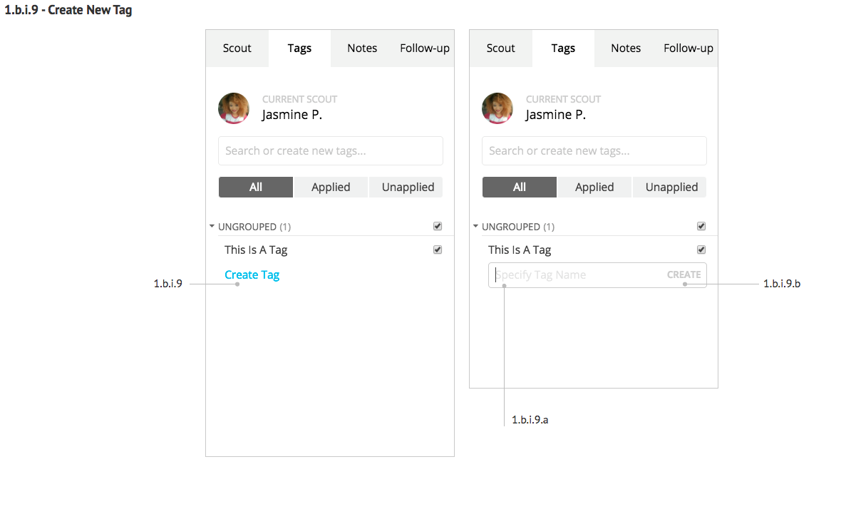 Wireframe: Tags Tab