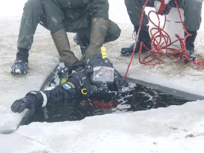 Officers Train Below 20" of Solid Ice