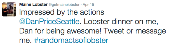 An example of Random Acts of Lobster