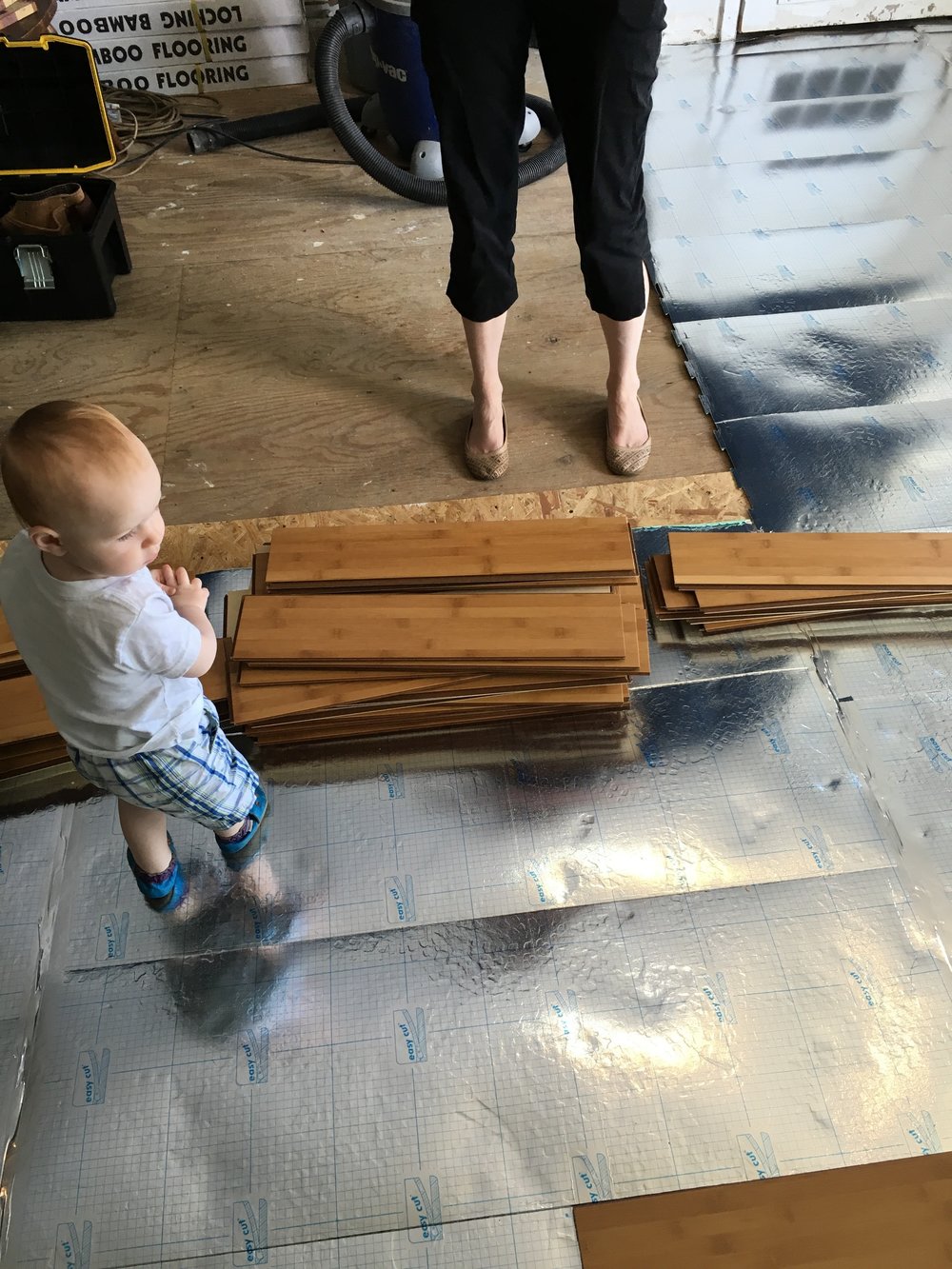  Then, we turned to replacing some carpeted floors with hardwood.&nbsp; 