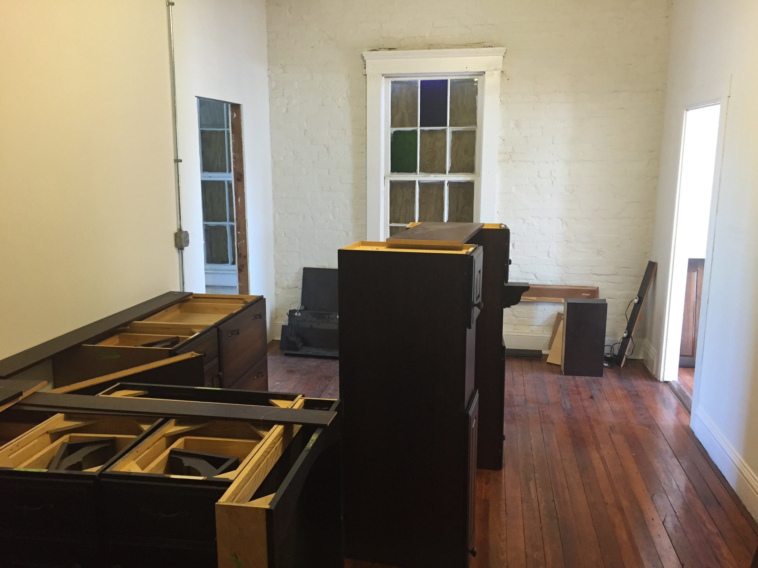 Kitchen came with some (disassembled) cabinets. 