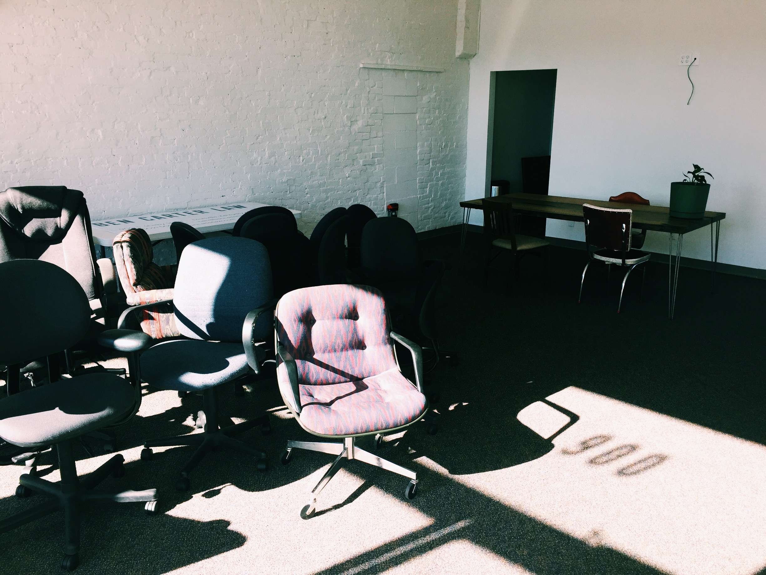 One of our tenants, St. John's Center for Homeless Men, found us a bunch of chairs. 