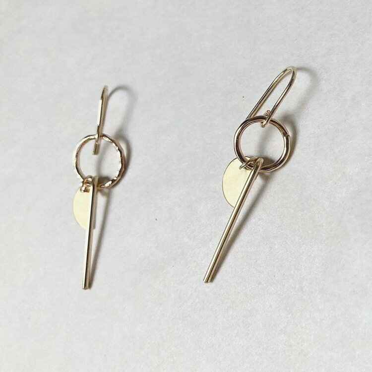 new Small Shapes Earrings now available on our site shop ⚫️〰🌓 singles or pairs, gold & sterling silver