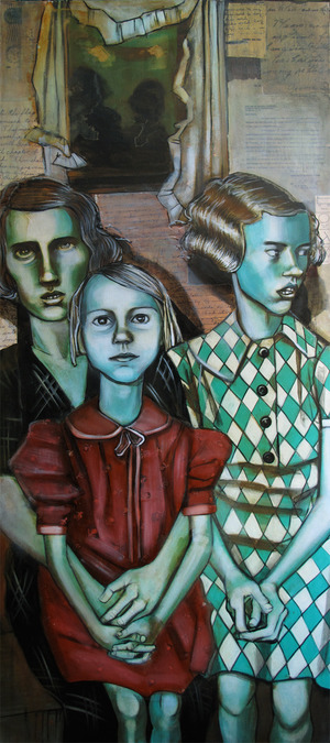 Mother and Two Daughters in a Cardboard Shack, 2009