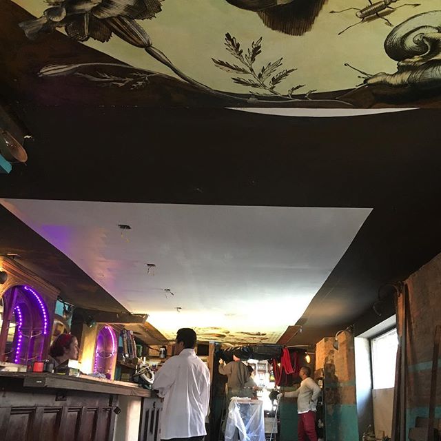 Now the whole mural is up... I think we won a few feet (at least seemingly) in height... reopening Monday! Loving renovation is a dirty job but someone&rsquo;s got to do it!