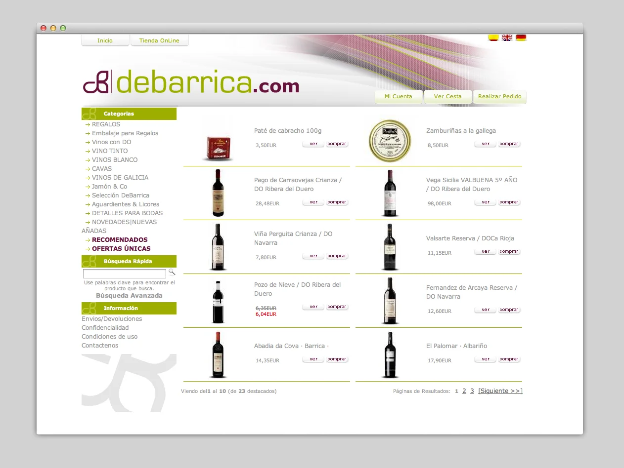 Plantilla interior de productos que sufrirá un cambio visual completo.