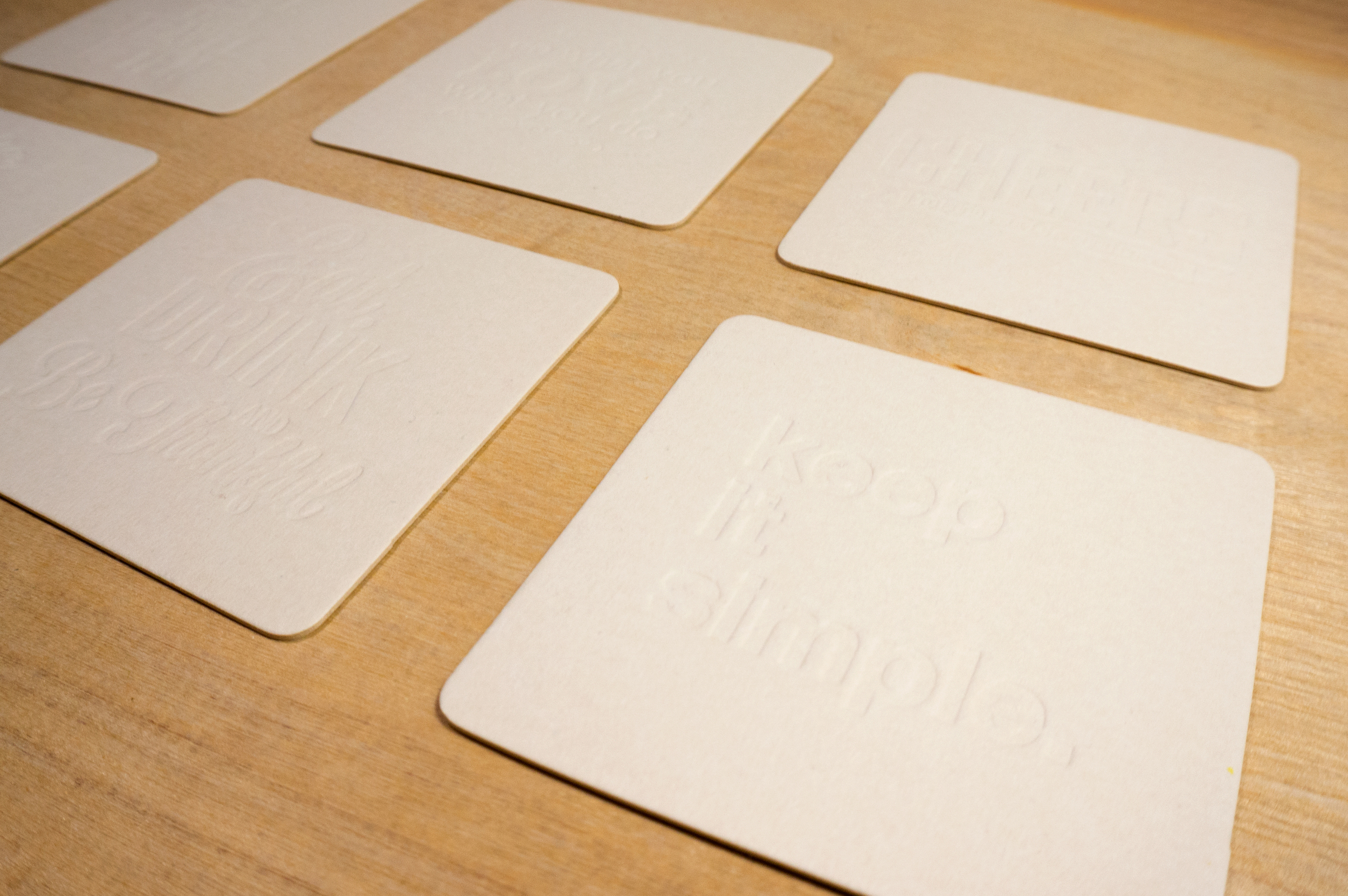 Blind pressed coasters