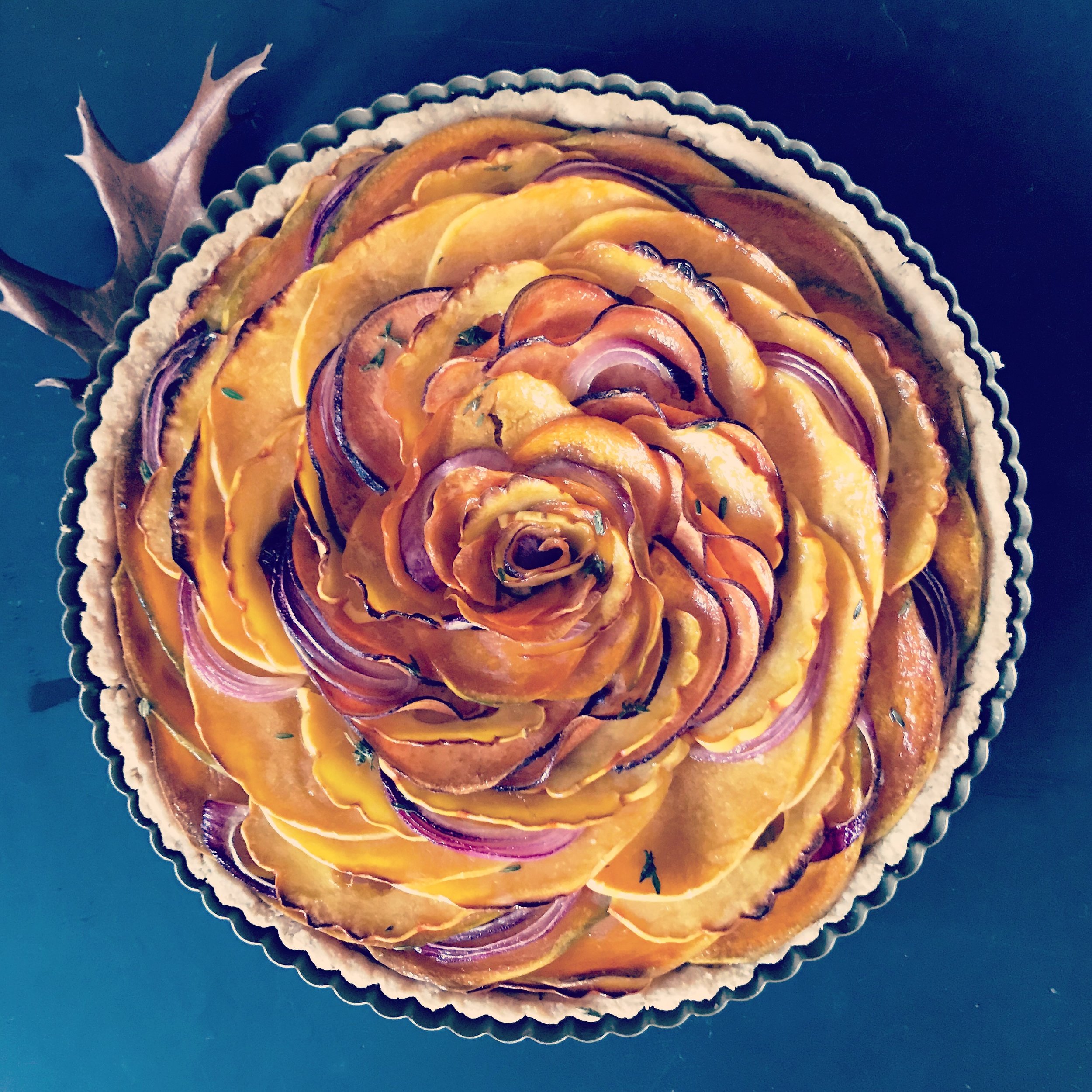 Caramelized Onion, Feta, and Squash Pie